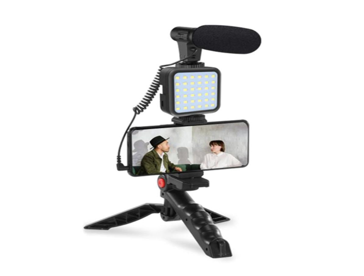 Professional Smartphone Video Kit Microphone LED Light Tripod Holder For Live Vlogging Pography YouTube Filmmaker Accessories Trip6293847