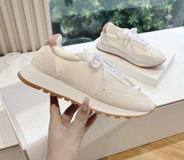 luxury- Casual Shoes Spring Autumn Women Flats Round Toe Sneakers Thick Bottom Classic Genuine Leather Sapato Feminino