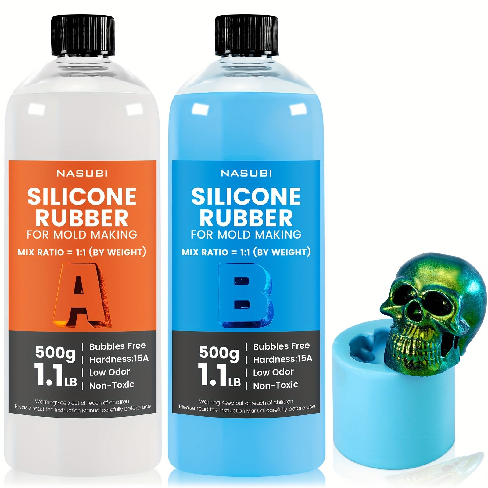 TEMU Nasubi Silicone Rubber Mold Making Kit, No Bubbles, Non-toxic, , Self Leveling, Hardness 15a, 1:1 By Weight Fast Curing Silicone Mold Making For