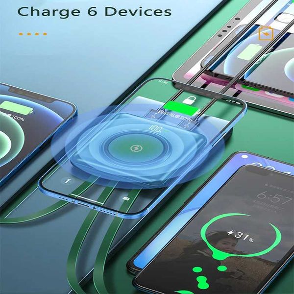 Cell Phone Power Banks 20000mAh Wireless Power Bank Built in Cable Portable Charger Powerbank for iPhone 15 14 S24 S23 Poverbank Z241031 CL2