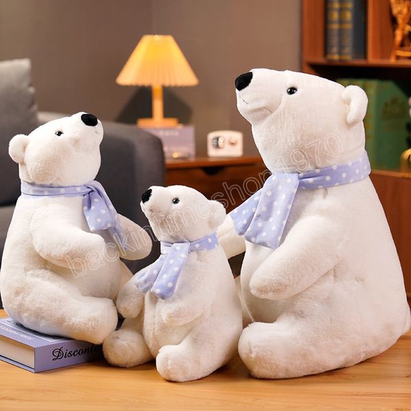 25-30-40cm Lovely Polar Bear Plush Toys Cute Soft White Bears with Scarf Dolls Stuffed Animal Pillow Girls Valentine&#039;s Gift
