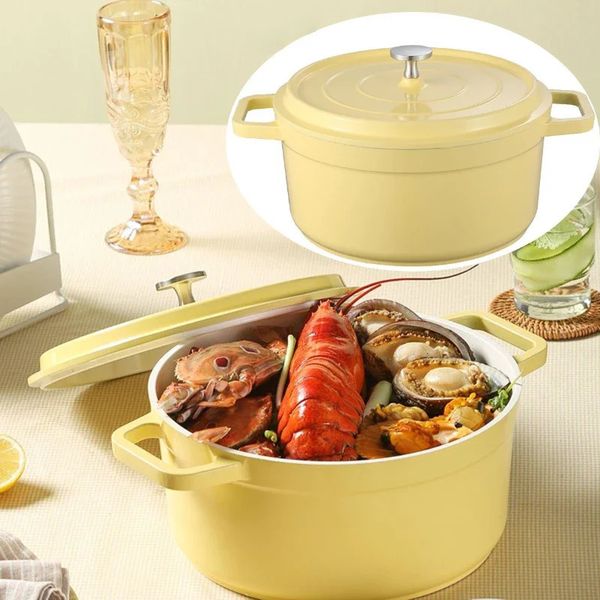 Enameled Cast Dutch Oven Bread Baking Pot with Lid Nonstick Enamel Coated Large Cookware Great Christmas Gifts for Family 241115
