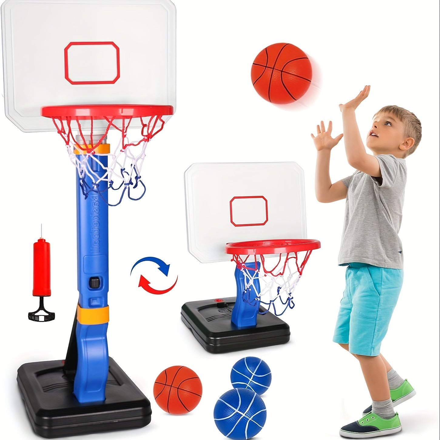 TEMU Basketball Hoop Indoor Outdoor: 2 In 1 Kids In Ground Pool Basketball Hoop, Adjustable Height Mini Basketball Goal Hoop Toys 3-8 Years Old Boys