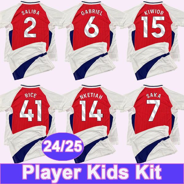 2024 25 HAVERTZ SAKA Kids Kit Player Version Soccer Jerseys GABRIEL MARTINELLI NKETIAH ODEGAARD KIWIOR TOMIYASU SALIBA Home Football Shirts