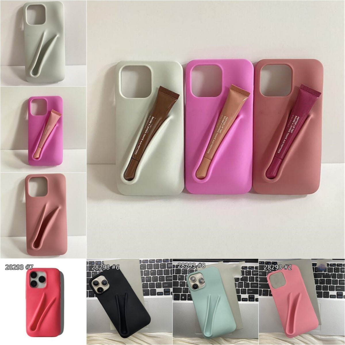 phone case Lipstick Portable Case Design Lip Gloss Lipstick Lip Balm 3D Make-Up Silicone Phone Case for iPhone 13 13 pro 14 14 pro 15 pro Max Holder