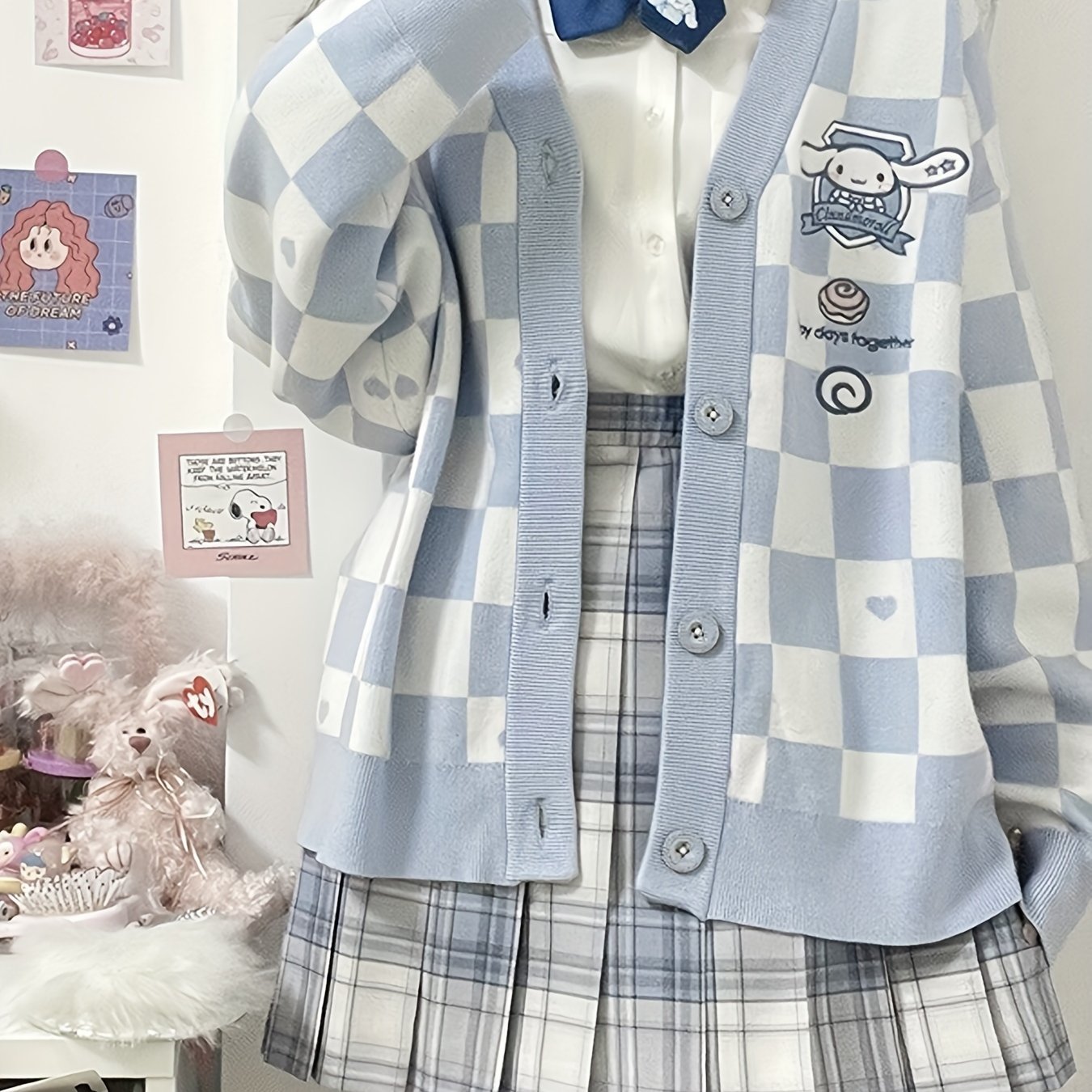 TEMU Cinnamoroll Sweater Kuromi Cardigan Sweaters Cute Cardigan For Teens Women Cosplay Costume V Neck Long Sleeve