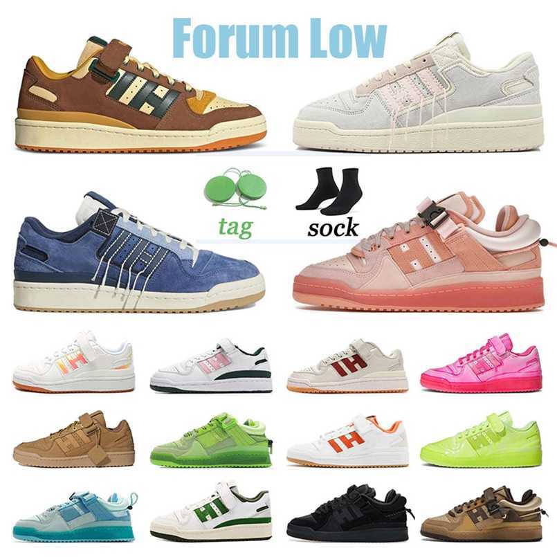 2022 Top Quality Women Mens Casual Shoes Bad Bunny x Forum Buckle Low Brown Back to School Pink Easter Bright Blue Trainers Original SneakersWNRV