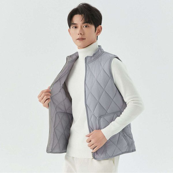 Spring and Autumn Student Stand Up Collar Fashion Pocket Mens Diamond Short Zipper Outer Vest Coats Designer Women Autumn Dress Women