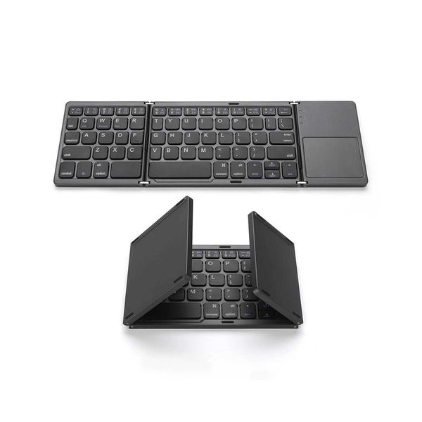 64-key Wireless BT Keyboard Rechargeable Foldable Keyboard Portable tra Slim BT Keyboard with Toucad for Windows-Android-iOST250114