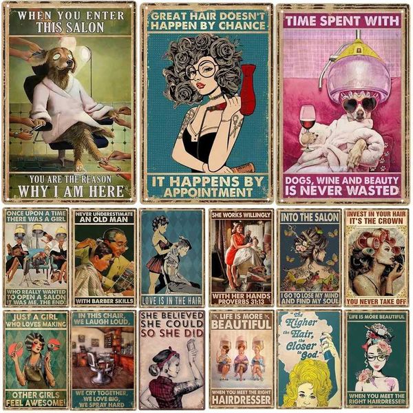 Vintage Hairdresser Metal Tin Signs Hair Stylist Metal Posters for Barber Shop Beauty Salon Home CoffeeXJ250116