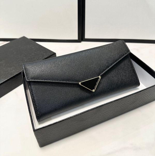 Designer -Black Large Leather Wallets Card Holders Handbags For Men Women Pouch Document Holders Clutches Coins Purse Long Credit