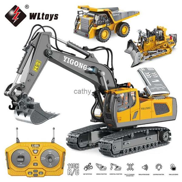 Electric-RC Car WLtoys Alloy 2.4G Rc Car - Excavator - Dump Truck - Bulldozers 11 Channels With Led Lights Engineering Car Children Electric