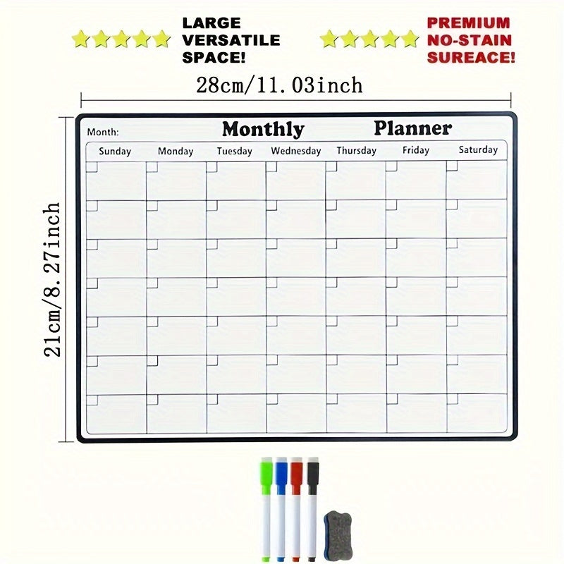 TEMU Magnetic Dry Erase Calendar - Monthly Planner With Free Magnetic Dry Erase Marker - Easy To Organize Your Kitchen Fridge - Christmas, Halloween,