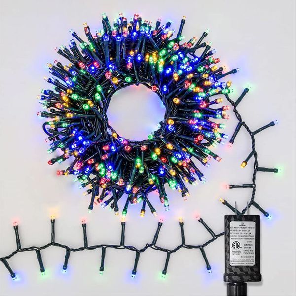 Decorative Lights LED Christmas Firecracker String Lights 8 Modes Timer Remote Control Plug Flashing Fairy Lights for Christmas Tree Balcony