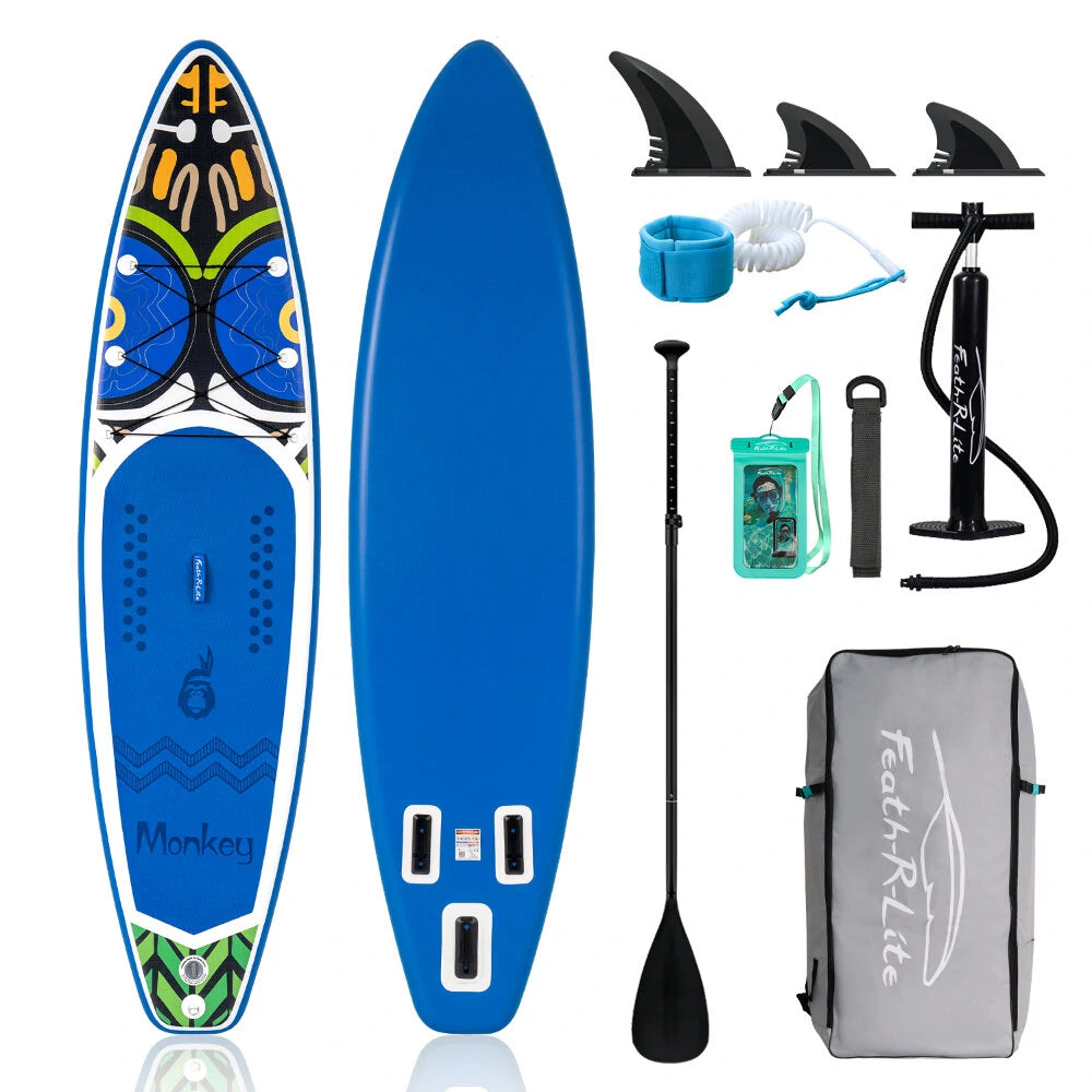 [EU Direct] FunWater 335cm Inflatable Stand Up Paddle Board Surfboard Complete Paddleboard Accessories Adjustable Paddle