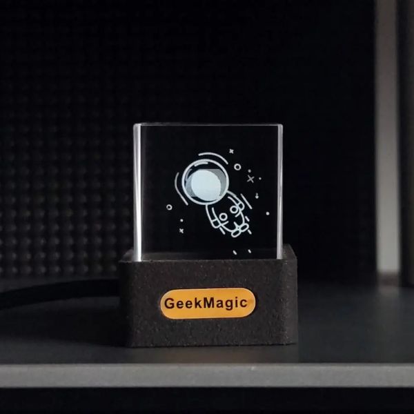 with GIF Animations Album GeekMagic GIFTV Smart Weather Station Crystal Cube Creative Gift Digital Clock Holographic 241216