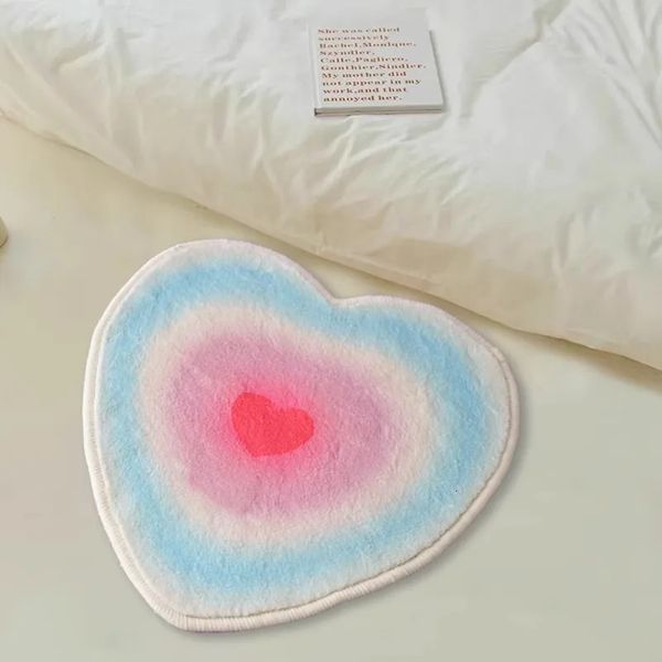Japanese fashion heart-shaped carpet Y2k girls room decoration cute bow anti slip floor mat home accessories aesthetic small carpet 241118