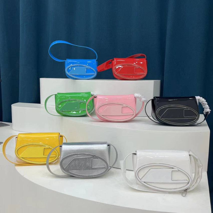 Designer Women Shoulder Bags Hollow Out Letter Crossbody Fashion Small Totes Patent Leather Candy Color Handbags Purses with 8 Colors