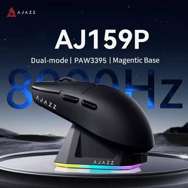 Mice AJAZZ AJ159P Game Mouse PAW3395 Sensor 2.4G-Wired Dual-mode Optical E-sports 400mah Battery Mouse With Magentic Charging Base H241122