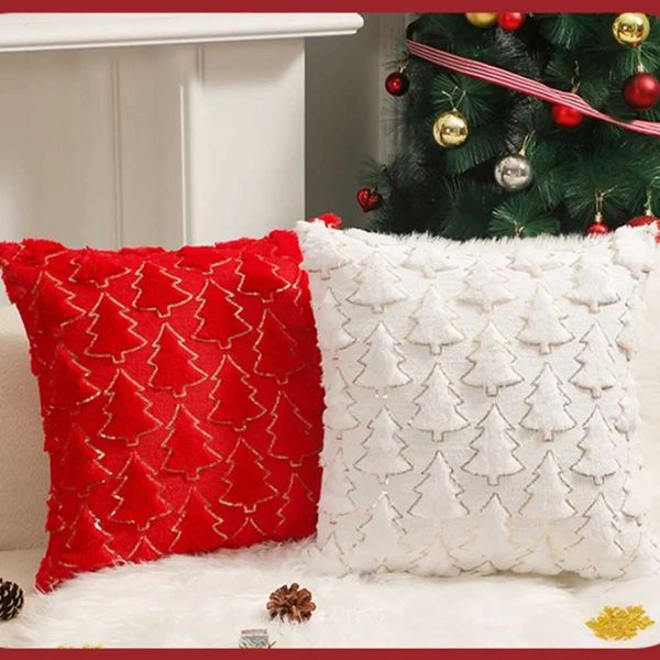 Pillow Case Christmas Covers Soft Plush Throw case Christmas Tree Decorative Throw Covers Cushion Covers For Sofa C241109