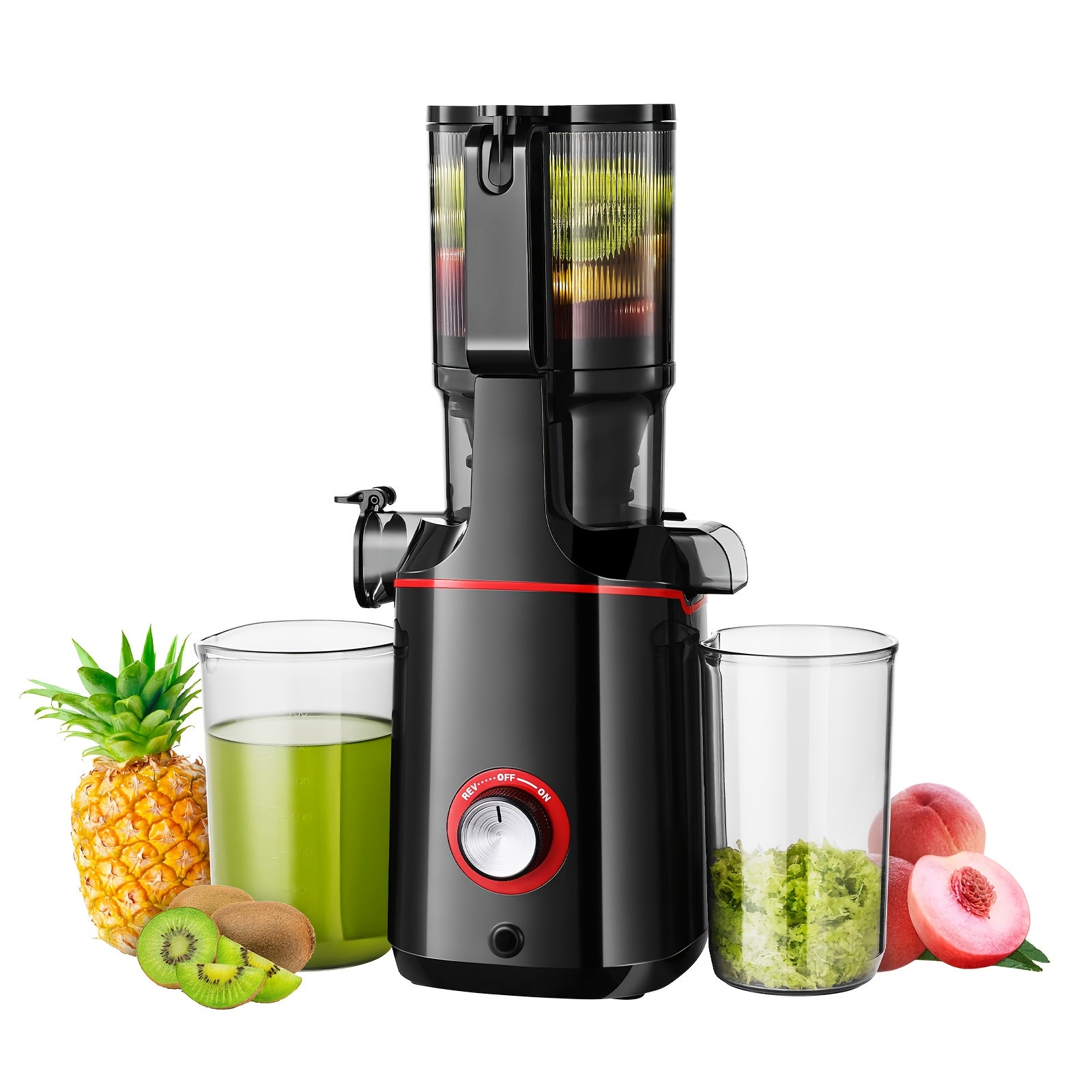 TEMU Slow Juicer Masticating, High Juicing Rate, Wide Feed Chute For Whole Fruits Vegetables, Quiet Motor With Reverse Function, Easy Clean For Home