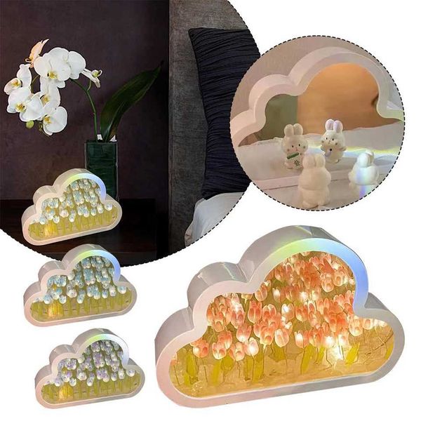 Clouds Tulip Lamps LED Night Light Mirror Table Lamps DIY Bedroom Ornaments Decoration Mirror Table LightsKL240731