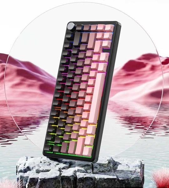 Keyboards Wireless Mechanical Keyboard Attack Shark X85 82 Keys 75% Layout Spanish Russian Korean Arabic Keyboard Tri-Mode Gaming RGB Mac y2