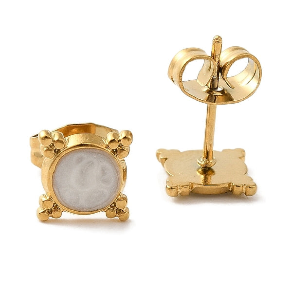 Boucles d'oreilles carrées en acier inoxydable 304 avec placage ionique (IP)