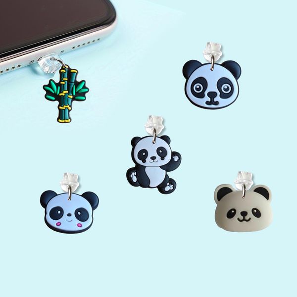Cell Phone Anti-Dust Gadgets panda 12 cartoon shaped phone dust plug cute anti for iphone charging port charm compatible with type-c new usb