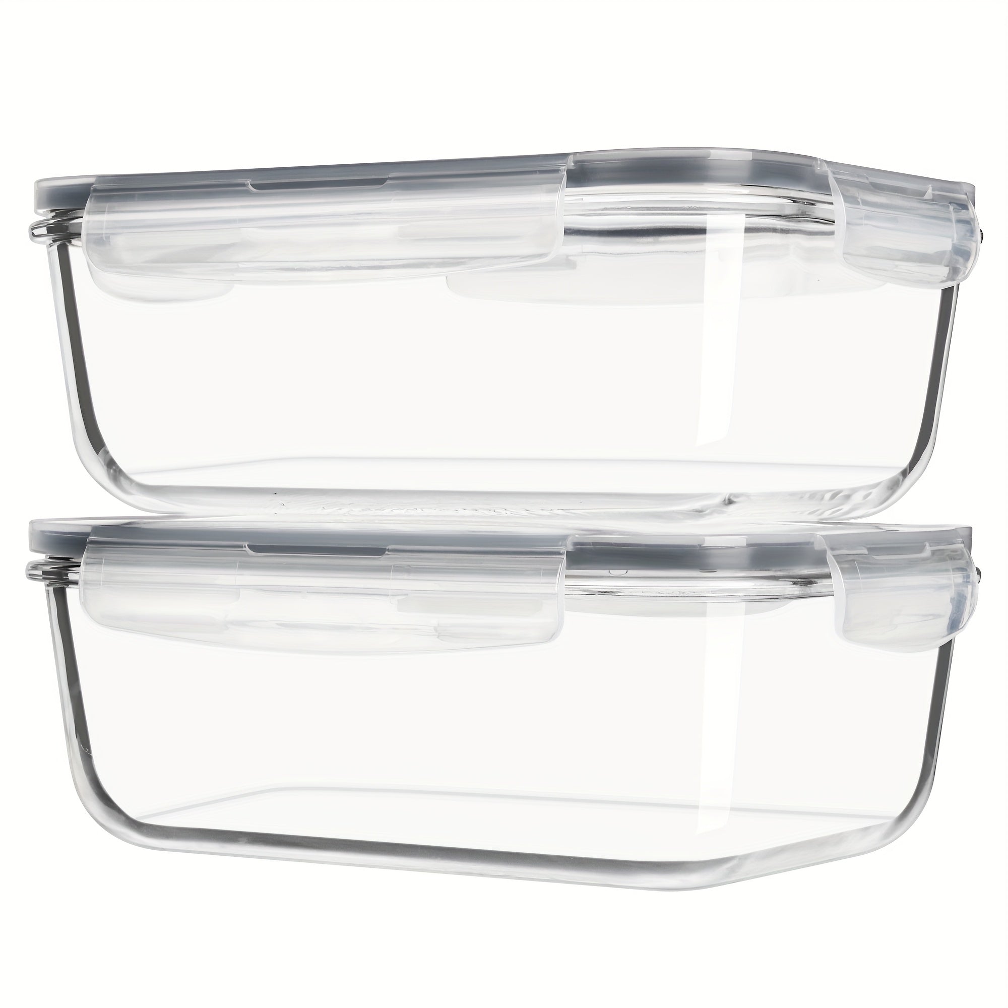 TEMU 2pack 1860ml- 63oz Large Glass Storage Containers With Lids, Baking Container With Snap Airtight Lids For Microwave, Oven, Meal Prep Food