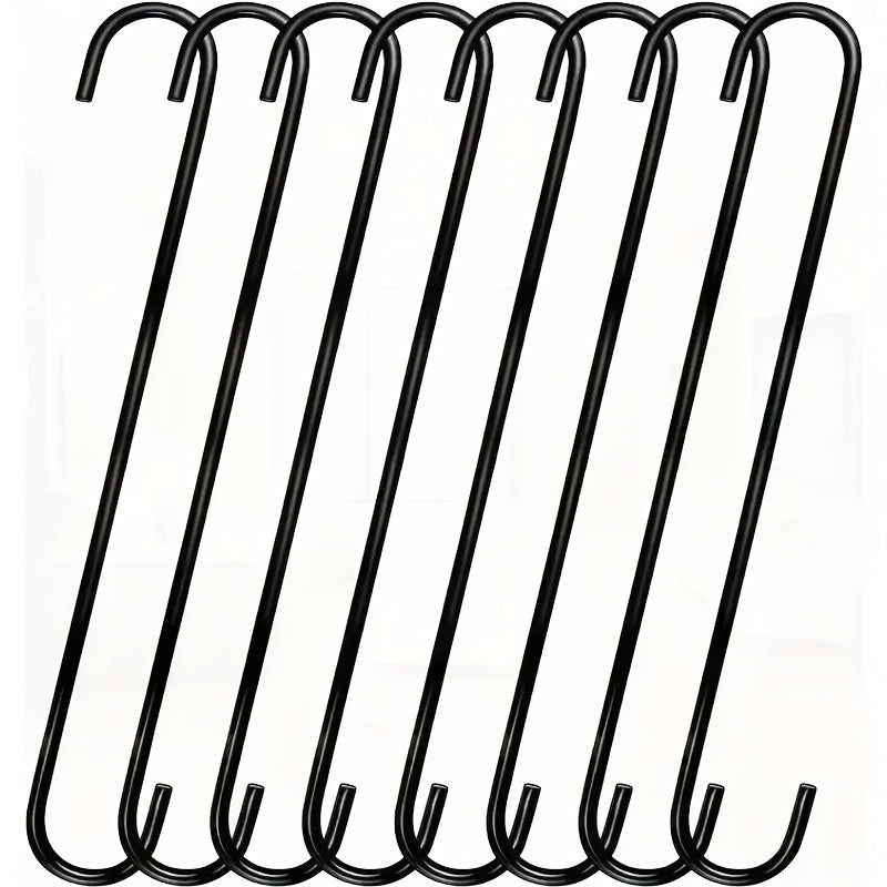 TEMU 8-pack Heavy-duty -hooks, 12-inch Large Size, Ideal For Hanging Plants, Kitchen Tools, Bird Feeders, Rust-resistant Steel Wall-mounted Hook Set
