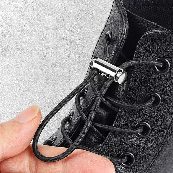 Martin boots lacefree rope mens lazy lace buckle fixer elastic womens leather shoes round free tie 250107