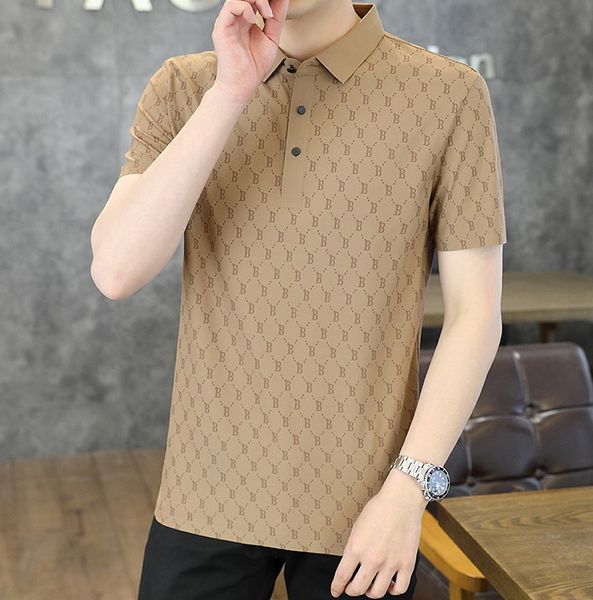 designer stripe polo shirt mens t shirts polos letter printing mens lapel short sleeve high street fashion polo luxury tshirt asian size m5x