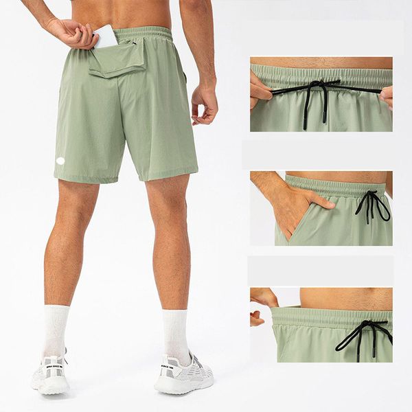 Men Yoga Sports Short Quick Dry Shorts With Back Pocket Mobile Phone Casual Running Gym Jogger Pant E21412