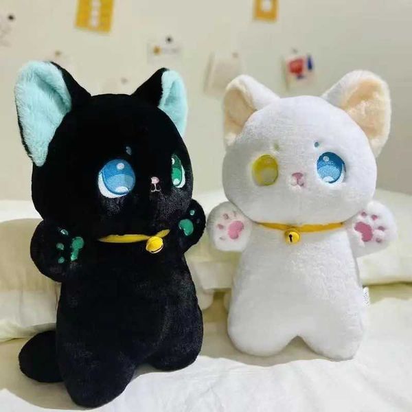 Plush Dolls 25cm Black and White Cat Plush Toy Grab Stuffed Animal Patung Dolls Childrens Toys Gifts Gift Toys Pop It z241114