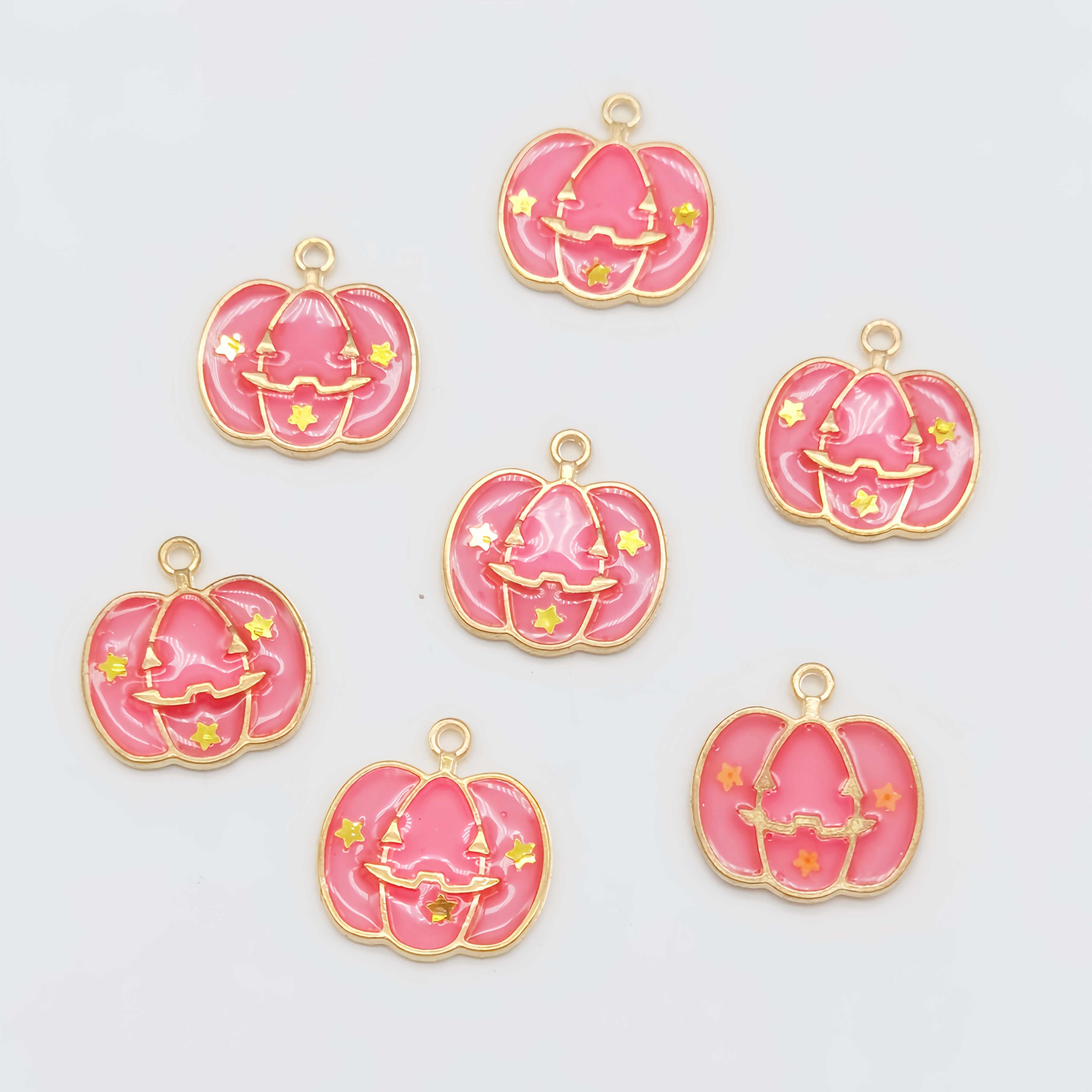TEMU 10pcs Halloween Pumpkin & Hat Charms - Alloy With Enamel Finish, Vibrant Glitter Accents For Making, Earrings, Necklaces, Bracelets - Seasonal