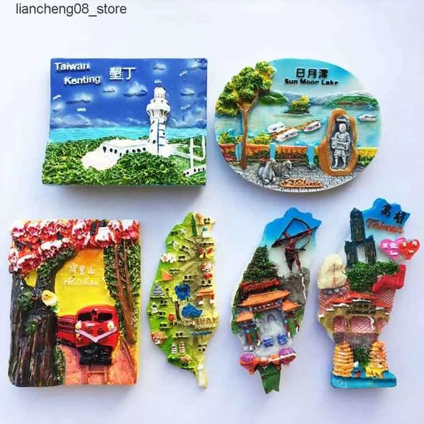Fridge Magnets BABELEMI China Taiwan Fridge Magnet Souvenir Ali Mountain Sun Moon Lake Magnets Kenting Kaohsiung Magnets for Refrigerator De