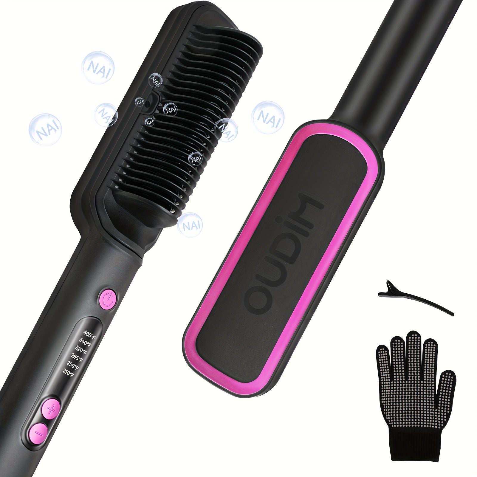 TEMU Hair Straightener Brush, Hair Straightening Brush Flat Iron For Women, Anti-scald Straightening Comb For , Precise Temperature Control, Auto