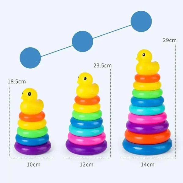Classificação de ninhos de nidificação Toys Baby Puzzle Development Rainbow Tower Games for Babies 0-3 anos de idade Cupo de anel colorido T