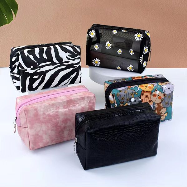 New Style PU Cosmetic Outdoor Travel Toiletries Organizer Wash Bags Portable Handbag Women Large Storage Pouch Makeup Bag