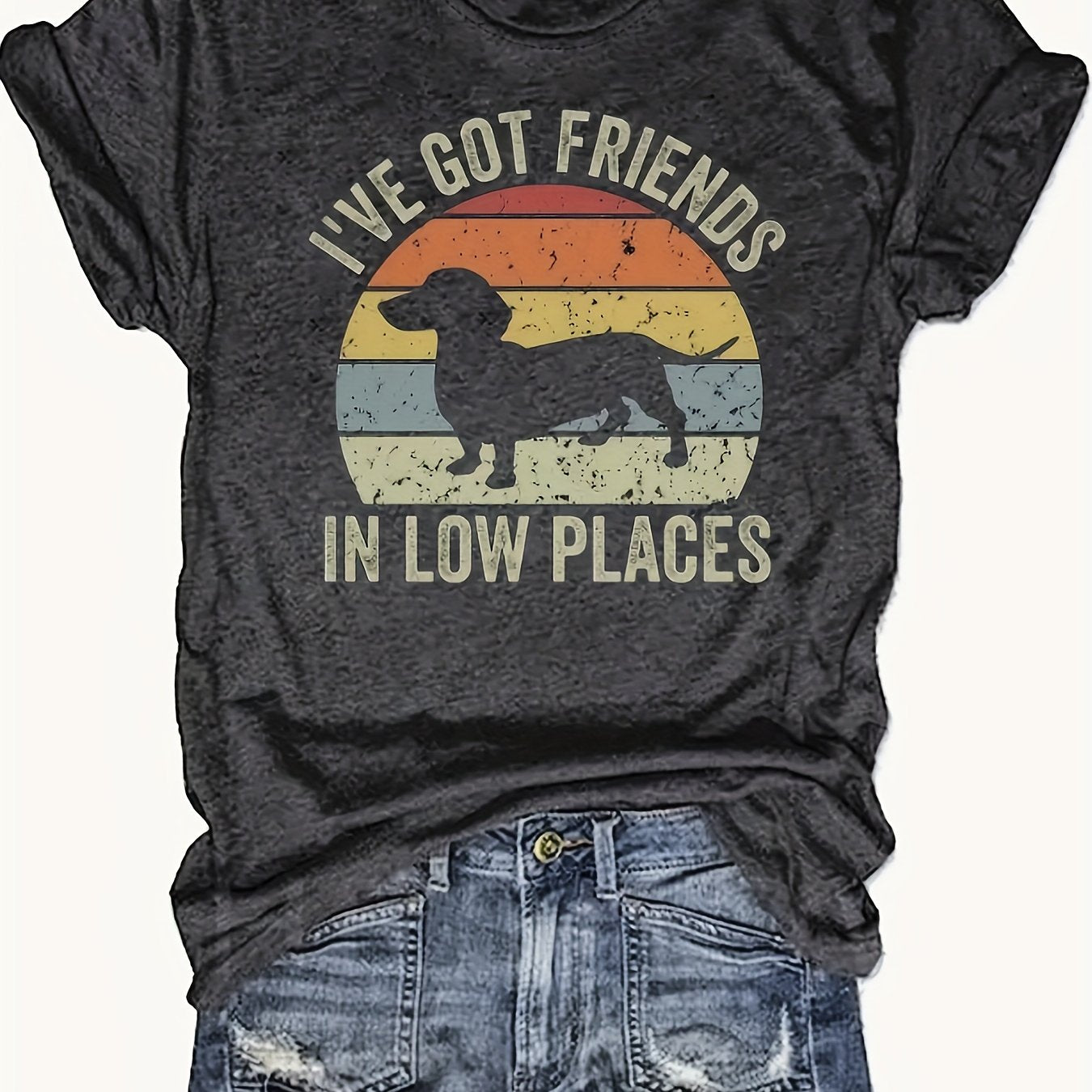 TEMU Cute Dog Print Crew Neck T-shirt, Casual Short Sleeve Top For , Women's Clothing