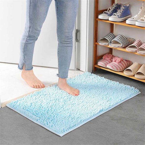 Solid Color Bathroom Mat Bath Carpets Chenille Water Absorption Bathtub Washbasin Floor Mat Non-slip Toilet Rug Plush Foot MatXJ240807