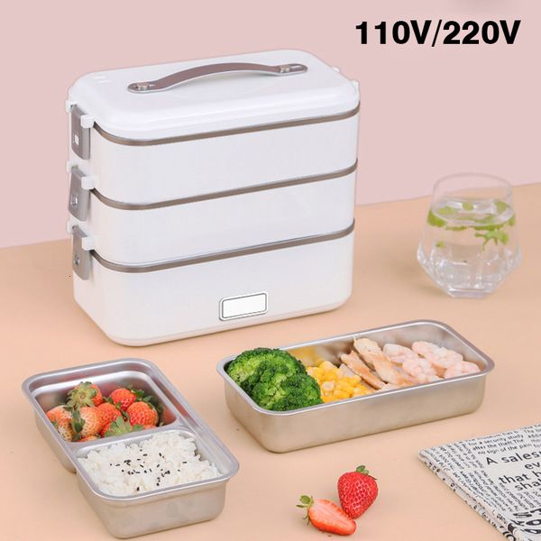 Electric Heated Lunch Boxes 110V220V Food Container Portable Heating Insulation Dinnerware Storage Bento 230222