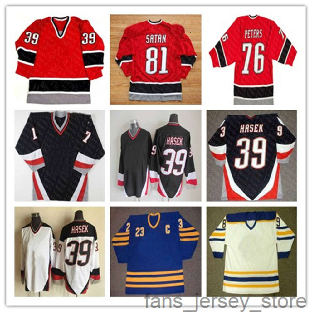 Vintage Hockey Jersey 39 DOMINIK HASEK 48 Daniel Briere 29 JASON POMINVILLE 9 DEREK ROY Jason Woolley Brian Campbell Curtis Brown Miroslav Satan Pat