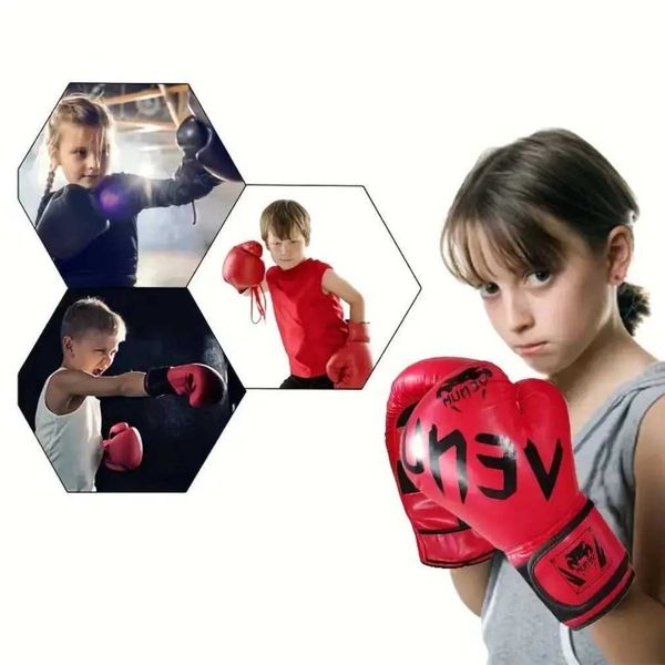 1 pair of childrens boxing training gloves mens 6OZ fighting competition hand protection fitness Sanda professional sports gloves W241010