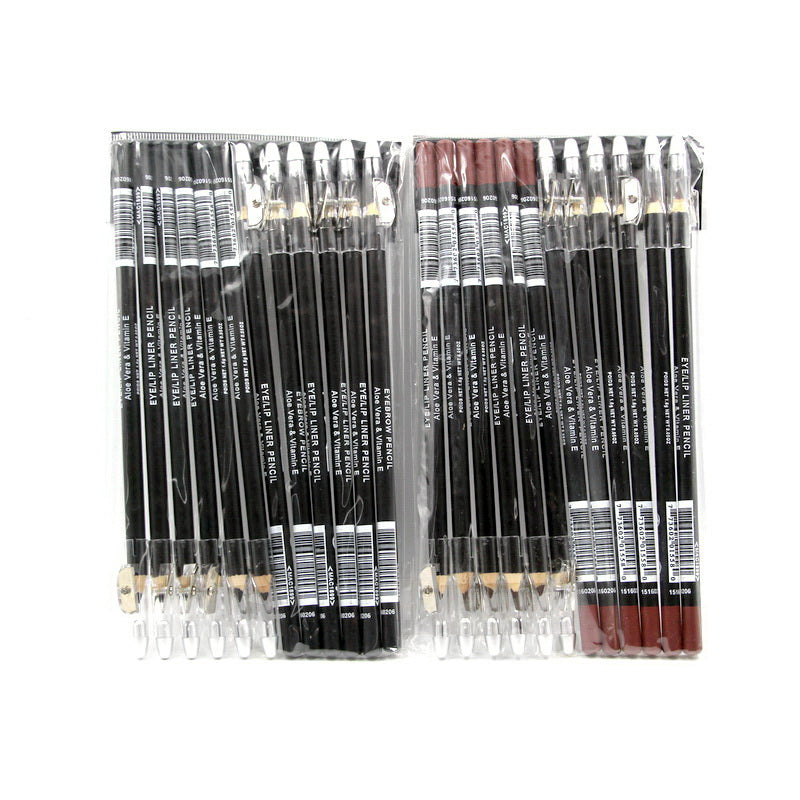 Natural Look eyebrow pencil Eyeliner Lip Liner Pencils Twister-up Sharpener Black Brown Color makeup