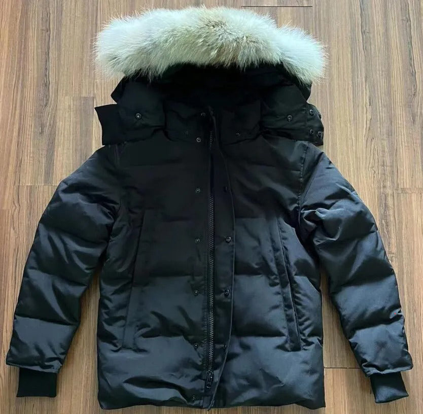 Winter Fourrure Down Parka Homme Warm Outerwear Wolf Fur Hooded Fourrure Manteau Jacket Coat Hiver Doudoune Mens y2k1