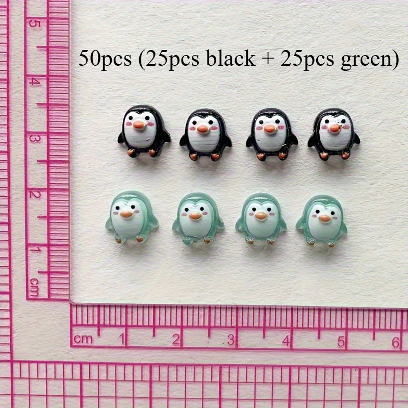 TEMU 50pcs Adorable Mini Penguin Resin Charms - Flat Back For Diy Wedding, Scrapbooking & Home Decor, Manicure Accessories, Scene Decor, Corridors &