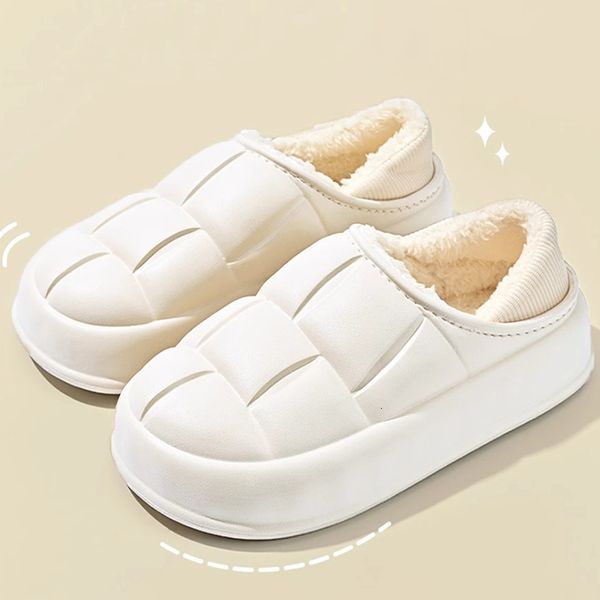 Autumn winter waterproof cotton women&#039;s bags and home slippers indoor confinement plush couple shoes