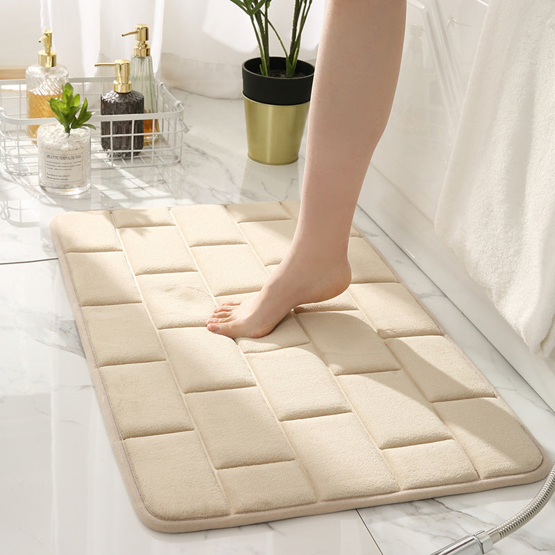 Embossed tile pattern door mat, bathroom tile pattern floor mat, 3D entrance bedroom water absorbing foot mat